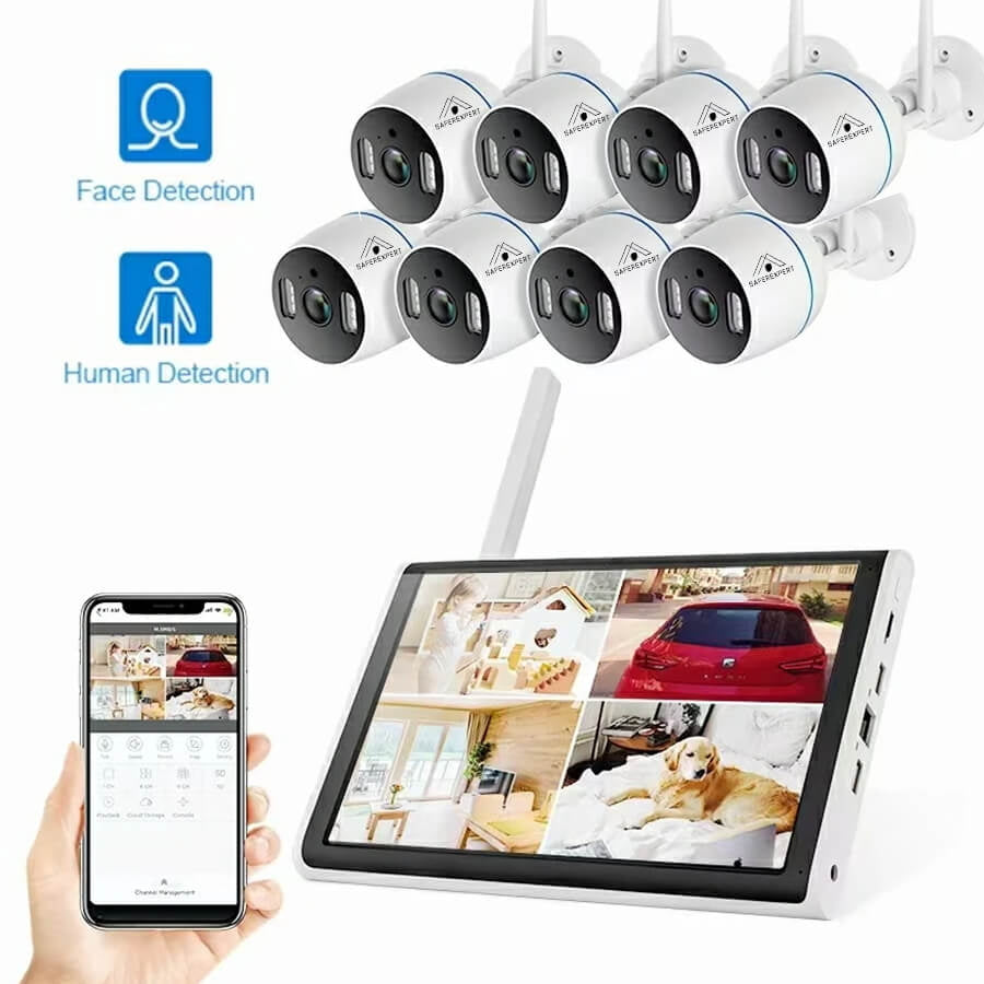 Saferexpert Facial Recognition Security Camera 8CH NVR Kit With 10-inch LCD Screen - SCN1